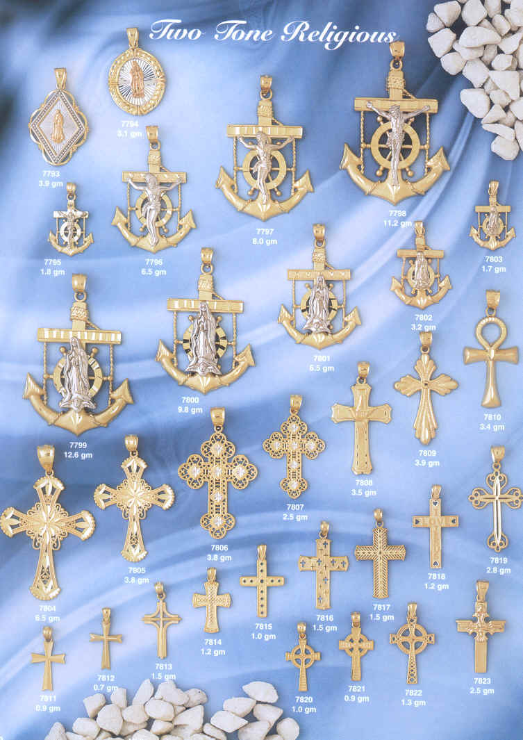 Two Tone Hollow Crosses catholic gifts religious Jewelry crosses gold white gold gold crucifixes